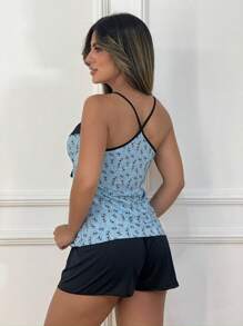 Conjunto Baby Doll Pijama Feminino Juliana Short Doll Estampado Sem Bojo Conforto Estampado