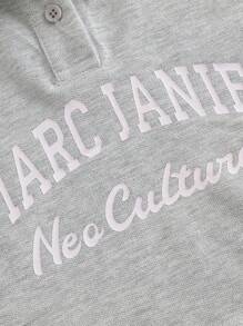 MARC&JANIE 2pcs Young Girl Campus Style Quick-Dry Contrast-Color Letter Polo Collar Short Sleeve T-Shirt And Skirt Set, Summer - Grey - View 5
