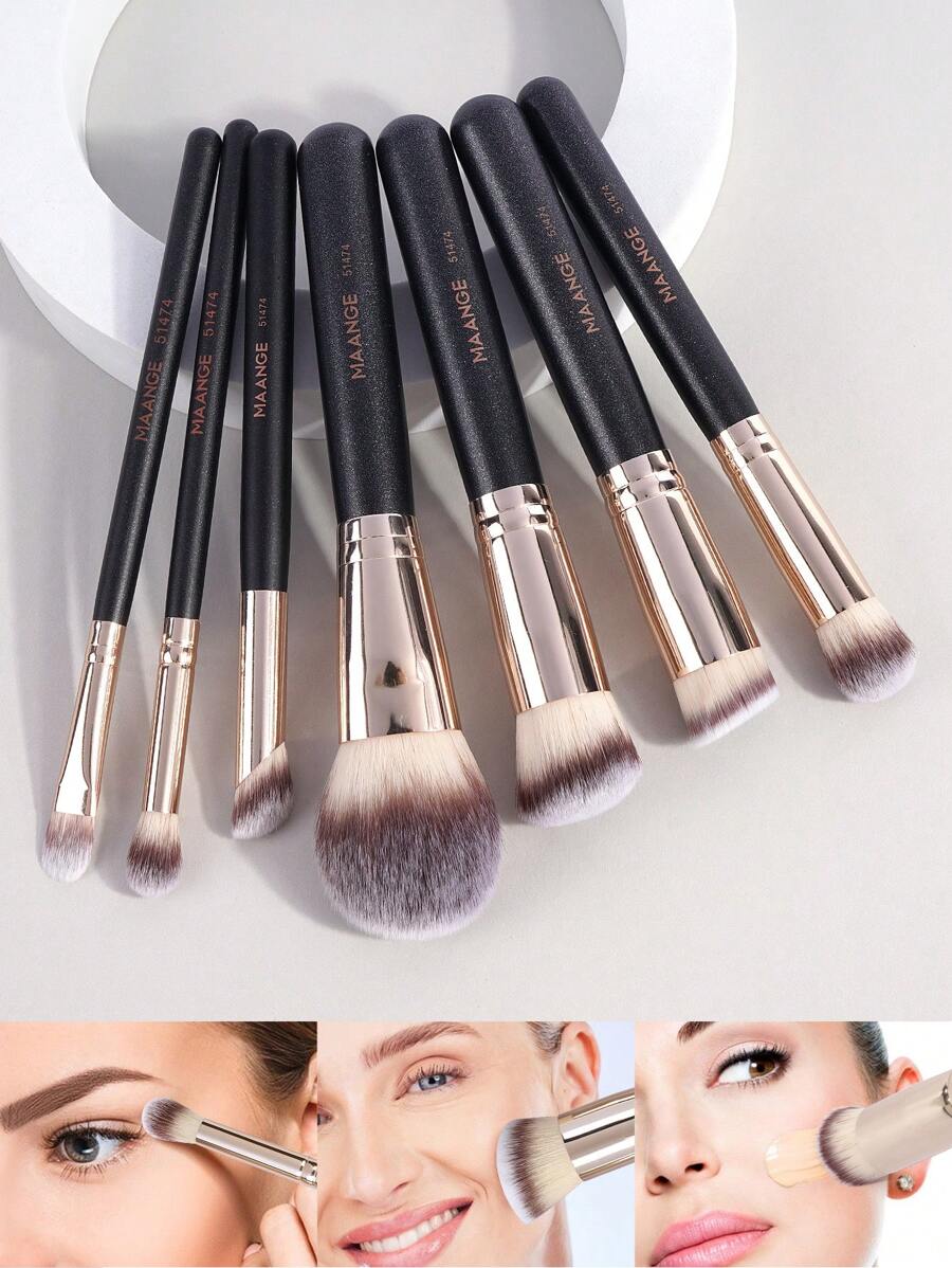 MAANGE 4/5/7件套专业化妆刷套装，带纸盒/收纳盒，包含粉扑、眼影刷、散粉刷、粉底刷、修容刷、遮瑕刷、眼影刷和晕染刷。刷毛柔软，便携易用，是旅行的理想之选，也是送给女性和女孩的绝佳礼物。该套装包含多种化妆刷，是一套完整的化妆刷套装，也是一份精美的化妆礼品套装。