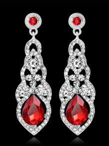 Elegant Rhinestone Water Drop Earrings, Bridal Wedding Party Dress Accessories - Teardrop Earrings - View 9