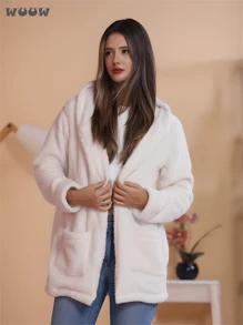 Women Coats - 白色 - 查看 3