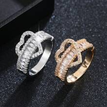 1 szt. Koreański design Minimalistyczny i modny otwarty pierścionek z mikroinkrustowaną cyrkonią, odpowiedni dla kobiet na weselach i przyjęciach