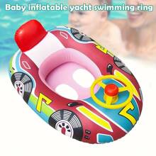 1pc Durable Cartoon Design Inflatable Kids Swimming Ring With Exciting Steering Wheel - Extra Thick Pool Float Providing Comfy, Safe Outdoor Fun - Ideal Water Play Toy For Little Adventurer Boys And Girls