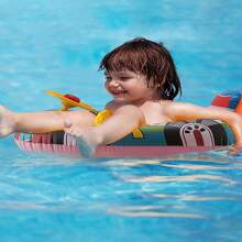 1pc Durable Cartoon Design Inflatable Kids Swimming Ring With Exciting Steering Wheel - Extra Thick Pool Float Providing Comfy, Safe Outdoor Fun - Ideal Water Play Toy For Little Adventurer Boys And Girls