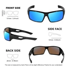 MAXJULI Polarized Wrap Around Sports Fashion Glasses For Big Heads Men Women Fishing Driving Stylish Protection Sun Glasses 8232 - A4 Đen/Xanh - Xem 2