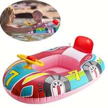 1pc Durable Cartoon Design Inflatable Kids Swimming Ring With Exciting Steering Wheel - Extra Thick Pool Float Providing Comfy, Safe Outdoor Fun - Ideal Water Play Toy For Little Adventurer Boys And Girls