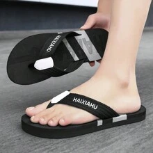 Men's Summer Fashionable Personalized Flip Flops, Color Blocking Indoor Outdoor Walking Comfortable Slippers, Waterproof Non-Slip Durable Beach Pool Sandals