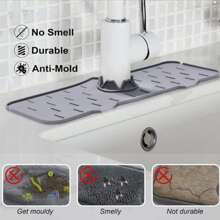 1 alfombrilla de drenaje de silicona/protector contra salpicaduras de grifo/organizador de herramientas de limpieza para fregaderos de cocina y baño