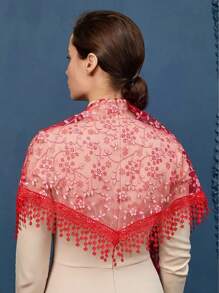 1 Stück Damen Frühling & Herbst Floral Spitze Dreieckstuch, klassischer atmungsaktiver Cut Out einfarbiger Schal, dekorativer Kopfumhang, Schleier, geeignet für Alltag & Urlaub, Valentinstag - Dreieckstuch - Übersicht 22