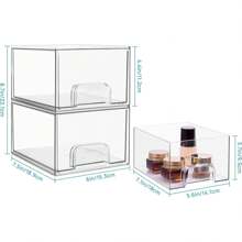 Vtopmart 6/8 Pack Clear Stackable Storage Drawers, 4.4'' Tall Acrylic Bathroom Makeup Organizer,Plastic Storage Bins For Vanity, Undersink, Kitchen Cabinets, Pantry, Home Organization And Storage - 6包 - 查看 3