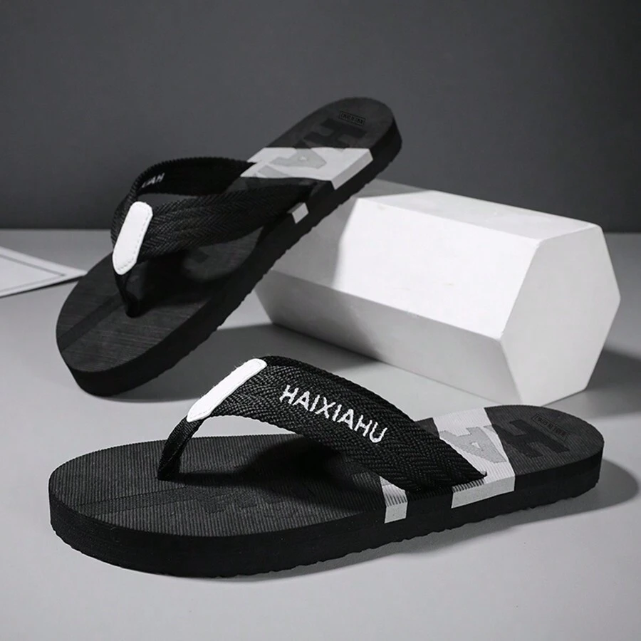 Men's Summer Fashionable Personalized Flip Flops, Color Blocking Indoor Outdoor Walking Comfortable Slippers, Waterproof Non-Slip Durable Beach Pool Sandals