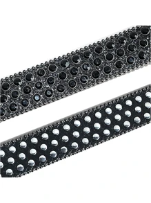 1pc Solid Color Rhinestone Waist Belt, Inlaid With Shiny Crystal For Punk And Hip-Hop Style, Suitable For S Or Dress Halloween Summer, School Fall, Autumn, Halloween Autumn-Winter Accessories,Suitable For Teens, Youth,Men,Casual, Outdoor, Athletic, Vacation, Graduation Gifts, Birthday, Daily Wear