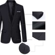 Saco Blazer Hombre Casual Moda Caballero Slim Fit Negro - Negro - Ver 5