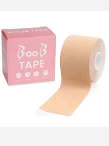 KIT 3 ROLLS Of Adhesive Bra Tape Roll 5 Meters Lifts Breasts Boob Tape Invisible Chest Standing PAY LESS Beige - Light Beige - 查看 4