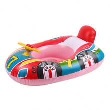 1pc Durable Cartoon Design Inflatable Kids Swimming Ring With Exciting Steering Wheel - Extra Thick Pool Float Providing Comfy, Safe Outdoor Fun - Ideal Water Play Toy For Little Adventurer Boys And Girls