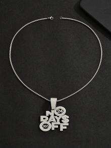 1 chiếc Hip Hop lớn không có ngày nghỉ mặt dây chuyền chuỗi thời trang sáng tạo vòng cổ cho nam đồ trang sức - Bạc - Xem 2