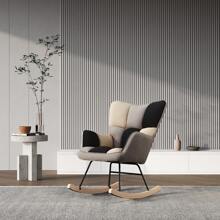 LIVINGANDHOME Living And Home Tufted Linen Upholstered Rocking Chair - Multicolor - View 4