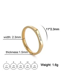 Customized Stainless Steel Flat Cut Ring, Unisex Name And Date Engraved Couple Personalized Ring, Anniversary Gift For Friends