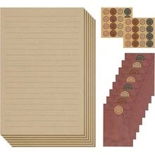 Writing Paper Set, 95 Pieces Vintage Envelopes And Envelope Writing Paper With 48 Sheets Of Writing Papers, 15 Envelopes, 32 Seal Stickers For Wedding Invitation Greeting Cards Crafting, Brown - Brown - View 1