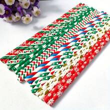 25pcs Christmas Paper Straws Santa Claus Christmas Tree Party Decoration Straws Disposable Degradable Drink Straws, Christmas Decorations, Cute Aesthetic Stuff, Cool Gadgets, Unusual Items , Festival, Party