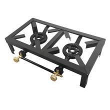 Heavy Duty Camping Stove Single/Double Burner Cast Iron Propane Gas LPG Outdoor BBQ Cooker - 黑色 - 查看 8