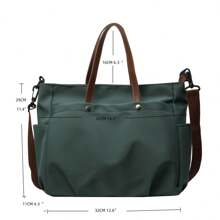 女士多口袋手提包，简约时尚的斜挎单肩包，轻巧可折叠，适合购物、旅行、办公，大号学校手提包，多个隔层，大容量，便携，经典休闲，适合少女、女大学生，非常适合返校、开学第一天、初中、高中 - 綠色 - 查看 7