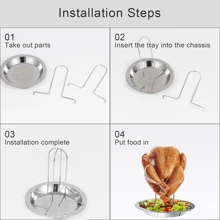 1PC Grilled Chicken Rack, Silver Stainless Steel Chicken Roaster Rack, Turkey Stand Holder For Kitchen - Silver - View 4