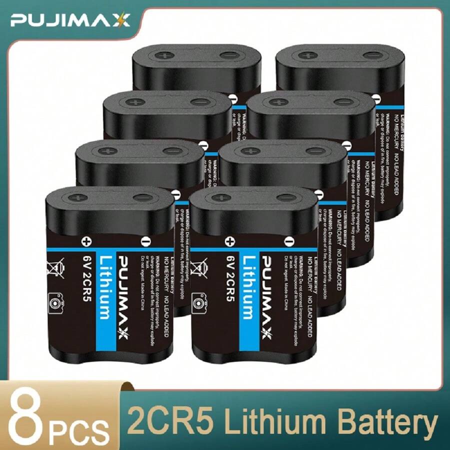 Batería de litio PUJIMAX 2/4/8piezas 6V 2CR5, adecuada para cámara, lavabo, sensores de inodoro. Voltaje estable, alto rendimiento, duradera y duradera [Batería no recargable, no cargar] - 2CR5 - Ver 1