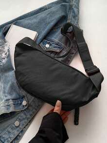 Women's Small Nylon Fabric Solid Color Lightweight Waist Bag With Zipper, Practical Multifunctional Streetwear Casual Sports Fanny Pack - Black - View 4