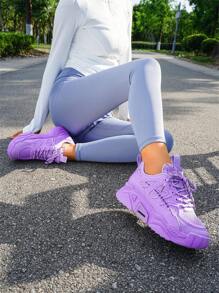 女士運動休閒鞋，厚底運動鞋，校園運動鞋，戶外跑步鞋，運動棒球鞋，網球鞋 - 紫色 - 查看 4