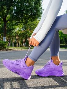 女士運動休閒鞋，厚底運動鞋，校園運動鞋，戶外跑步鞋，運動棒球鞋，網球鞋 - 紫色 - 查看 5