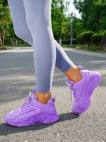 女士運動休閒鞋，厚底運動鞋，校園運動鞋，戶外跑步鞋，運動棒球鞋，網球鞋 - 紫色 - 查看 1