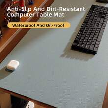 PU皮桌墊，防滑，易於清潔，電腦和辦公桌墊 - 藍色 - 查看 13