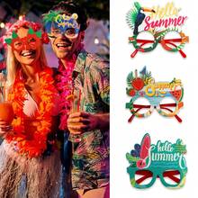Nuevo marco de gafas fotográficas de flamenco y árbol de coco para decoraciones de fiesta temática tropical en verano de Hawái - B - Ver 5