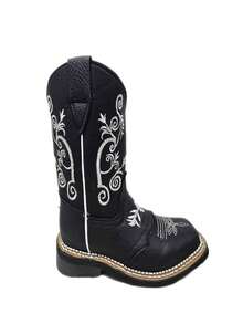 Botas vaqueras niños niñas bebés primeros pasos unisex con plataforma botines infantil moda café marrón negra 12mx-21mx ecopiel elegante cowbow chelsea flores detalles de calidad - Ver 2