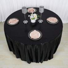 1pc Gold Sequin Glitter Table Cloth, Circular Glistening Draping Table Cloth Suitable For Wedding, Party, Cake Table, Holiday Events