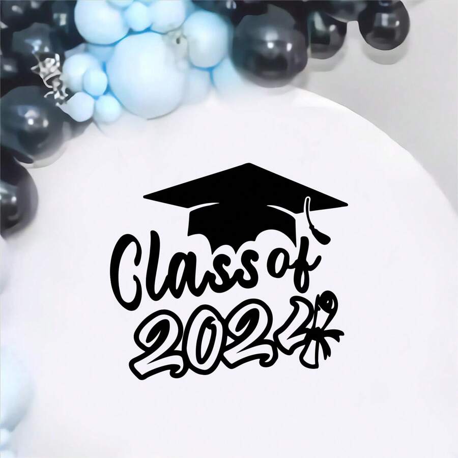 Class Of 2024 Decal For Balloon Arch Sign Graduation Decal For Sign, Making Grad Party Class Of 2024 Event Planner Vinyl Decal (Class 2024 Decal) - Black and White - View 1