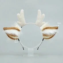 Christmas Antler Headband Cute Plush Deer Ears Hairband Cosplay Accessories Props Handmade Artificial Animal Ears Headwear Reindeer Ears Halloween