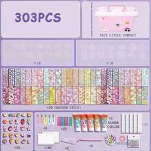 168/303入組奇幻萬花筒膠水卡套裝 - 高品質手工DIY貼紙套裝與收納盒 - 釋放創造力，非常適合生日、假日和藝術項目