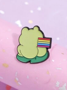 4入組可愛青蛙彩繪徽章設計彩虹旗胸針，動物珠寶禮物，適用於友人 - 綠色 - 查看 6