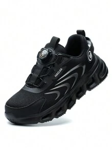 Men's Steel Toe Work Shoes Lightweight Breathable Slip-Resistant Industrial Work Boots For Construction Site - Black - View 7