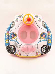 1 szt. Letni nadmuchiwany pierścień do pływania z kreskówki PCV, nadmuchiwany pierścień do pływania z PCV, samochód/łódź, nadmuchiwany pierścień do pływania, nadmuchiwany pierścień do pływania z kierownicą, pierścień do pływania dla początkujących, pierścień do pływania z kreskówek z uchwytem, klakson samochodowy, pierścień do pływania z łodzi, pływający basen, rząd policyjny samochód, łódź, chłopiec i dziewczynka mogą być odpowiednie na imprezę przy basenie, basen, basen, park wodny - Wielokolorowe - Zobacz 3