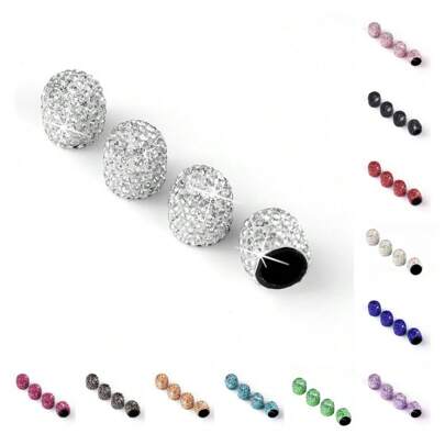 4 件裝水鑽裝飾汽車輪胎氣門嘴帽,通用汽車車輪輪胎氣門嘴蓋閃亮水晶輪胎氣門嘴蓋