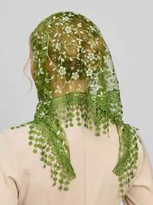 1 Stück Damen Frühling & Herbst Floral Spitze Dreieckstuch, klassischer atmungsaktiver Cut Out einfarbiger Schal, dekorativer Kopfumhang, Schleier, geeignet für Alltag & Urlaub, Valentinstag - Dreieckstuch - Übersicht 14