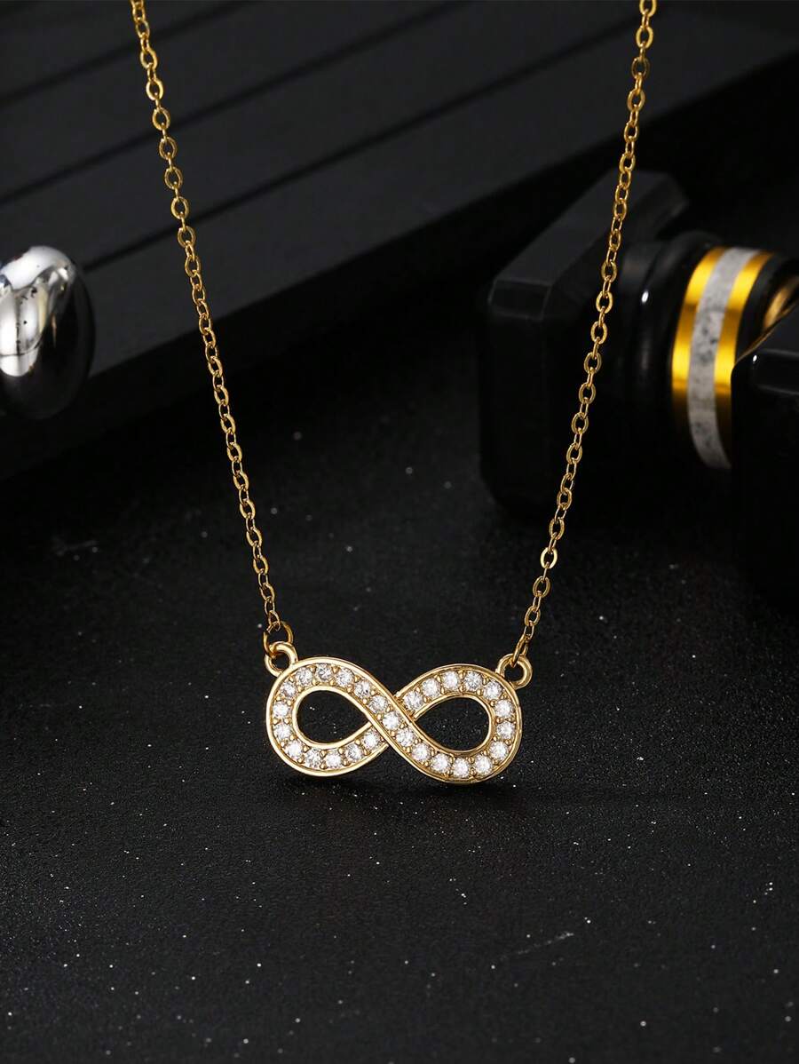 1 Máy Tính Sang Trọng Tinh Tế Sáng Bóng Đá Vô Cực Mặt Dây Chuyền Dây Chuyền Vòng Cổ Mạ Vàng Vòng Cổ Cho Bé Gái Dự Tiệc Món Quà Trang Sức - Vàng - Xem 1