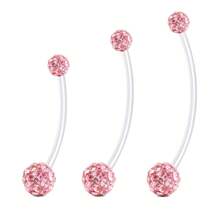 CIZME 3Pcs Plastic Pregnancy Belly Button Rings Long Bar Navel Rings For Maternity Sport Pregnant Women Flexible Clear Belly Piercing Retainer 25mm/32mm/38mmLength Bar - Multicolor - View 13