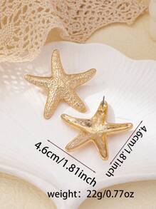 1pair European & American Minimalist Geometric Asymmetrical Starfish Shaped Versatile Stud Earrings For Women, Hot Selling