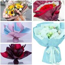 20 piezas 'Fuentes en inglés' Papel de envolver flores, papel para ramo de flores impermeable para floristería, manualidades DIY, varios colores, doble faz, papel para envolver flores, papel impermeable para ramo de flores de floristería, papel de envolver regalos, manualidades DIY - Multicolor - Ver 4