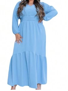 Plus Size Dresses - Baby Blue - View 2