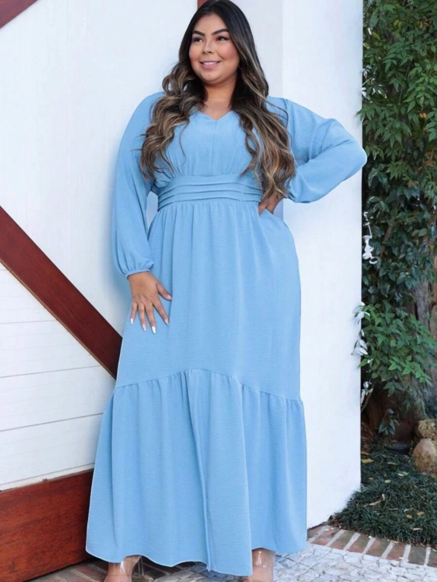 Plus Size Dresses - Baby Blue - View 1